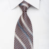 MCM Men’s Rhinestone Tie Silver Waves On Navy Pink Stripes 