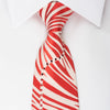 MCM Mens Silk Necktie Red Zebra Striped On White With Red 