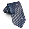 Men’s Silk NeckTie By Mila Schon Modern Silver Stripes On 