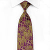 Metro City Men’s Crystal Silk Necktie Green Floral On Purple