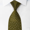 Metro City Rhinestone Silk Necktie Dots On Olive Green With 
