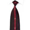 Metro City Silk Rhinestone Necktie Red Vertical Striped On 