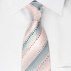 Metro City Silk Tie Silver Pink Striped With Crystal 