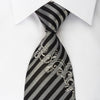 Michiko Koshino Rhinestone Silk Necktie Silver Black Striped