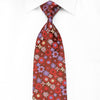 Mila Schon Men’s Crystal Silk Necktie Floral On Burgundy 