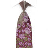 Mila Schon Men’s Crystal Silk Necktie Floral On Dark Purple 