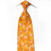 Mila Schon Mens Crystal Silk Necktie Floral On Orange With 