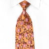 Mila Schon Men’s Crystal Silk Necktie Pink Floral On Orange 