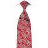 Mila Schon Men’s Crystal Silk Tie Silver Paisley On Burgundy
