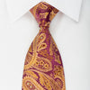 Mila Schon Mens Rhinestone Silk Necktie Golden Paisley On 