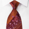 Mila Schon Men’s Silk Necktie Copper Striped On Burgundy 