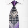 Mila Schon Mens Silk Necktie Purple V Stripes On Navy 