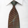 Mila Schon Men’s Silk Necktie Turquoise Geometric On Brown 