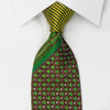 Mila Schon Rhinestone Necktie Green Geometric On Dark Brown 