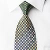 Mila Schon Rhinestone Necktie Green Navy Checkered With 