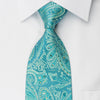 Mila Schon Rhinestone Necktie Turquoise Paisley With Silver 