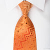 Mila Schon Rhinestone Silk Necktie Chevron On Orange With 