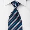 Mila Schon Rhinestone Silk Necktie Classic Striped On Blue 