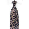 Mila Schon Rhinestone Silk Necktie Floral On Navy Blue With 