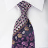 Mila Schon Rhinestone Silk Necktie Paisley On Purple With 