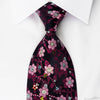 Mila Schon Silk Rhinestone Necktie Burgundy Pink Floral On 