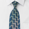 Mila Schon Silk Rhinestone Necktie Geometric On Blue With 