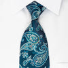 Mila Schon Silk Rhinestone Necktie Paisley On Blue With 