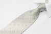Nina Ricci Mens Rhinestone Silk Necktie Silver Fleur De Lis 