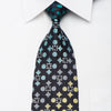 Nina Ricci Mens Silk Necktie Geometric On Black Sparkling 