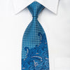 Nina Ricci Men’s Silk Necktie Paisley On Blue Sparkling With