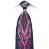 Nina Ricci Men’s Silk Tie Purple Damask On Navy Sparkling 
