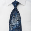 Nina Ricci Rhinestone Silk Necktie Paisley On Blue With 