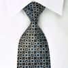 Nina Ricci Rhinestone Silk Tie Geometric On Blue With Golden