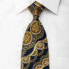 Nina Ricci Rhinestone Tie Gold Arabesque Medallions On Navy 