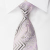 Nina Ricci Silk Rhinestone Necktie Silver Mauve Paisley 