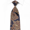 OVO Classic Men’s Crystal Silk Necktie Brown Floral On Navy 