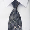 OVO Classic Rhinestone Necktie Silver Geometric On Navy With