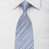 Paco Rabanne Men’s Rhinestone Necktie Blue Striped On White 