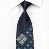 Paco Rabanne Mens Rhinestone Silk Tie Cartouche On Blue With
