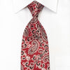 Paco Rabanne Men’s Silk Necktie Acanthus Paisley On Burgundy