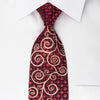 Paco Rabanne Rhinestone Silk Necktie Golden Scrolls On Red 