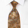Paco Rabanne Silk Rhinestone Necktie Silver Floral Orange 