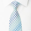 Paco Rabanne Silk Tie Blue Geometric On Silver With 