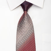 Park Land Men’s Silk Necktie Red Silver Striped On Navy 