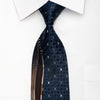 Park Land Mens Silk Rhinestone Necktie Waves On Navy With 