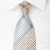 Park Land Silk Necktie Brown Striped On Beige White With 