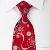 Park Land Silk Tie Silver Blue Medallion Floral With Waves 