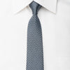 Paul Stuart Mens Skinny Necktie Silver Navy Micro Check - 1