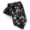 Perry Ellis Necktie Silver Floral & Butterflies On Black 
