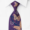 Perry Ellis Rhinestone Necktie Golden Butterflies On Purple 